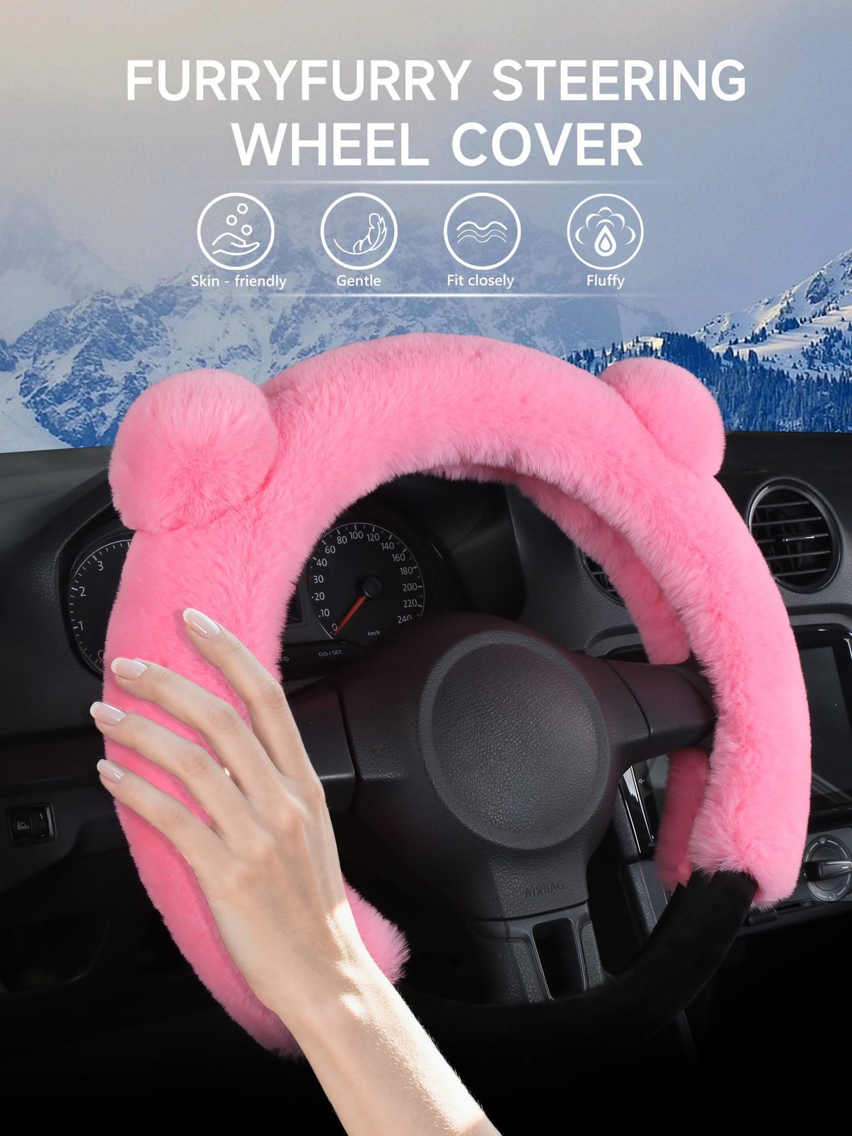 Universal Fluffy Steering Wheel Cover Fashion Cute Cartoon Shape Winter Car W…