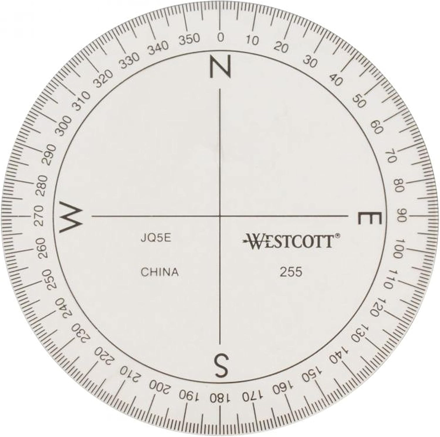 360-Degree Compass Protractor, Crystal Clear Transparent Dial, Calibrated for 36
