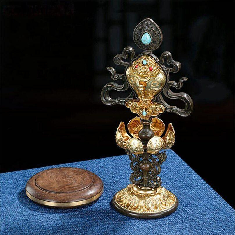 9″ 22cm copper Eight auspicious things statue Tibetan buddhism eight treasures