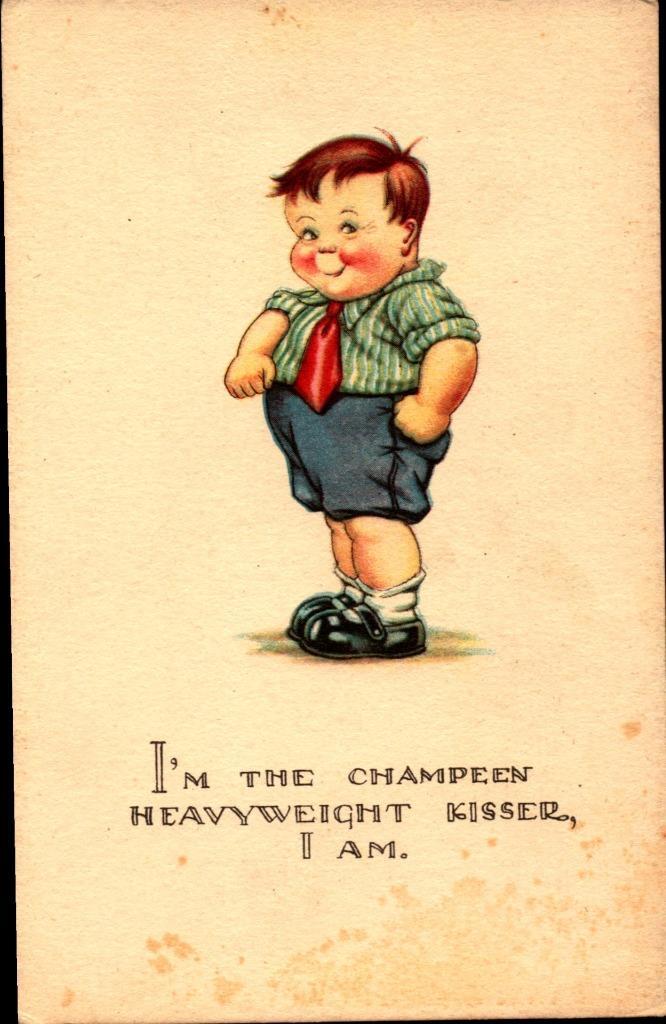 Charles Twelvetrees Postcard Stout Boy-I’m the Champeen Heavyweight Kisser~BK-C