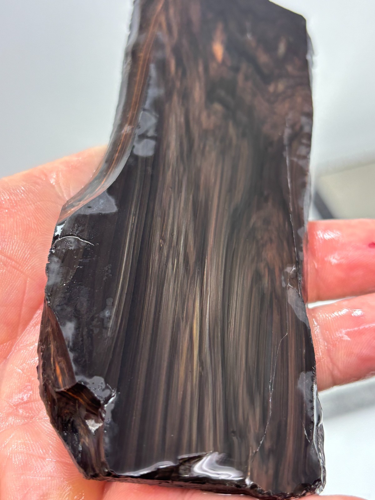 Tri-flow Sheen/Lace Obsidian Slab Lapidary Cabbing Knapping Combo ship avail