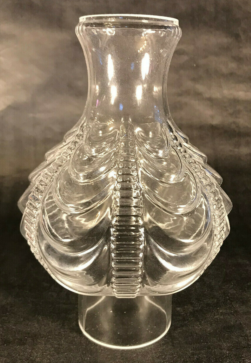 New 3″ x 9″ Clear Embossed Glass Coolidge Drape Lamp Chimney, F/ #2 burner CH010