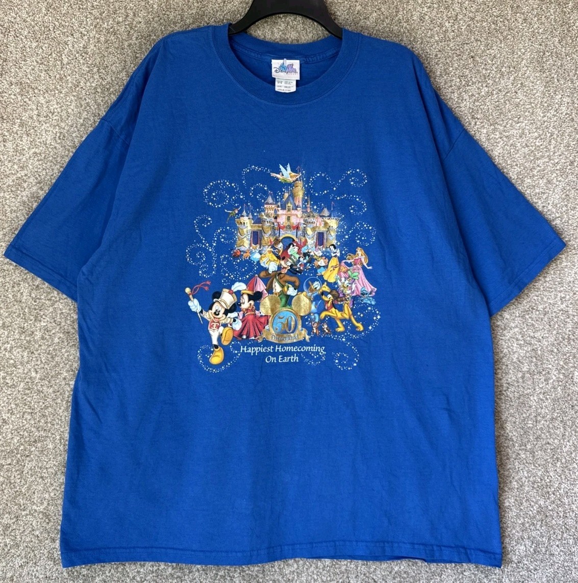 Vintage Disneyland Resort 50th Anniversary Character T-Shirt Size 2XL Castle