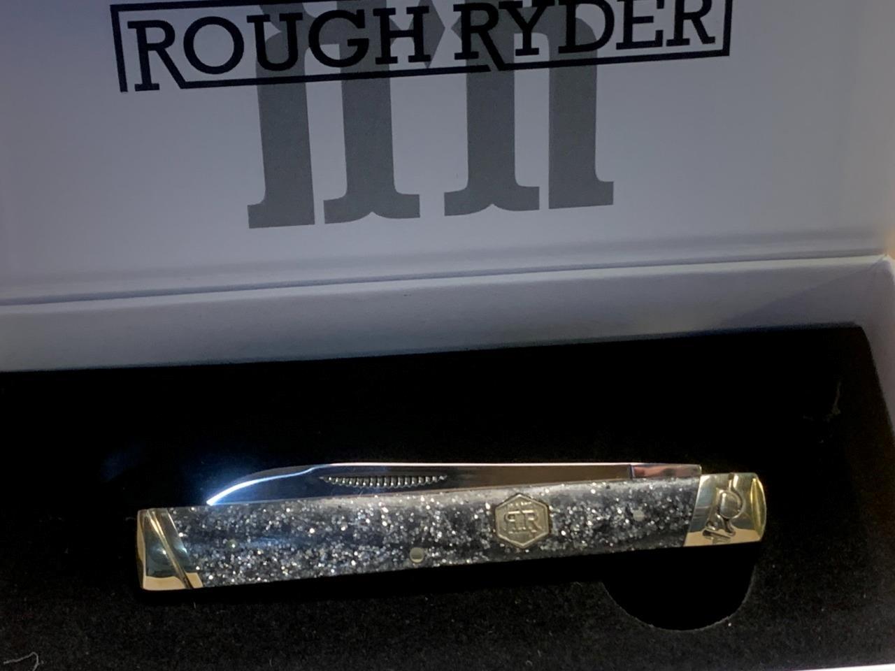 Rough Ryder Black/Silver Glitter Acrylic Doctors Knife 3 3/4″ Pocketknife RR2014
