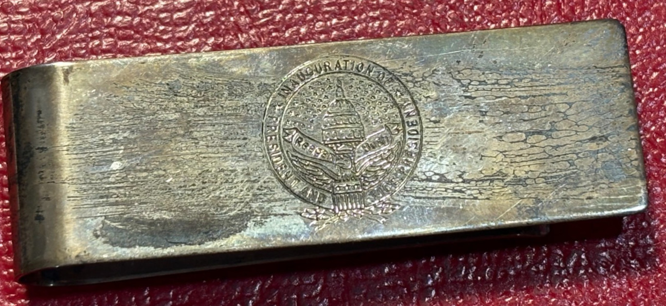 REAGAN / BUSH INAUGURATION 1-20-81 MONEY CLIP .925 STERLING SILVER 13.6 GRAMS-JL
