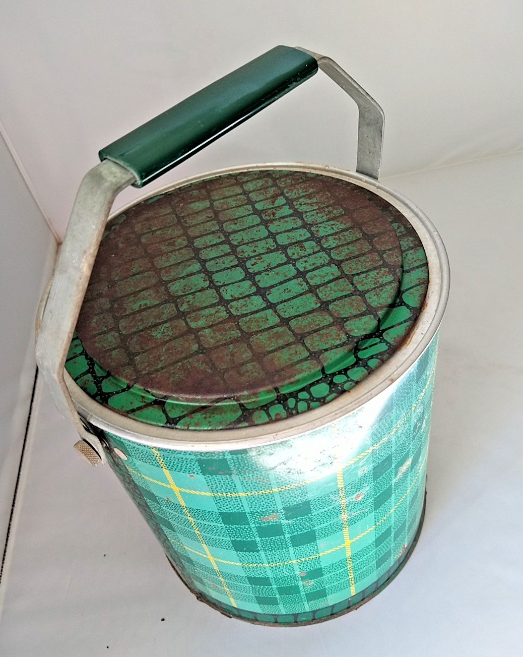 Cape Cod Refrigerall Rexall Drug Vintage 1 Gal Portable Cooler Green Plaid Vtg