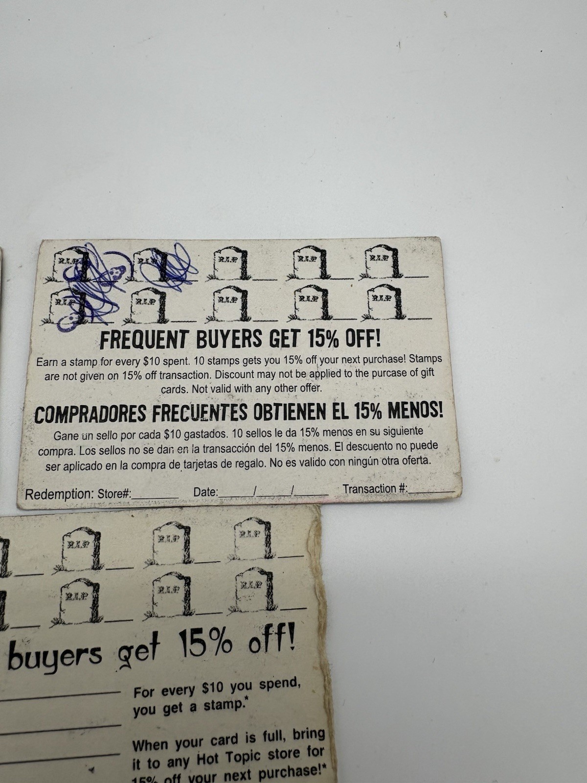 Vintage Hot Topic Frequent Buyer Cards Lot Of 3 Y2K Early 2000’s Ephemera ￼
