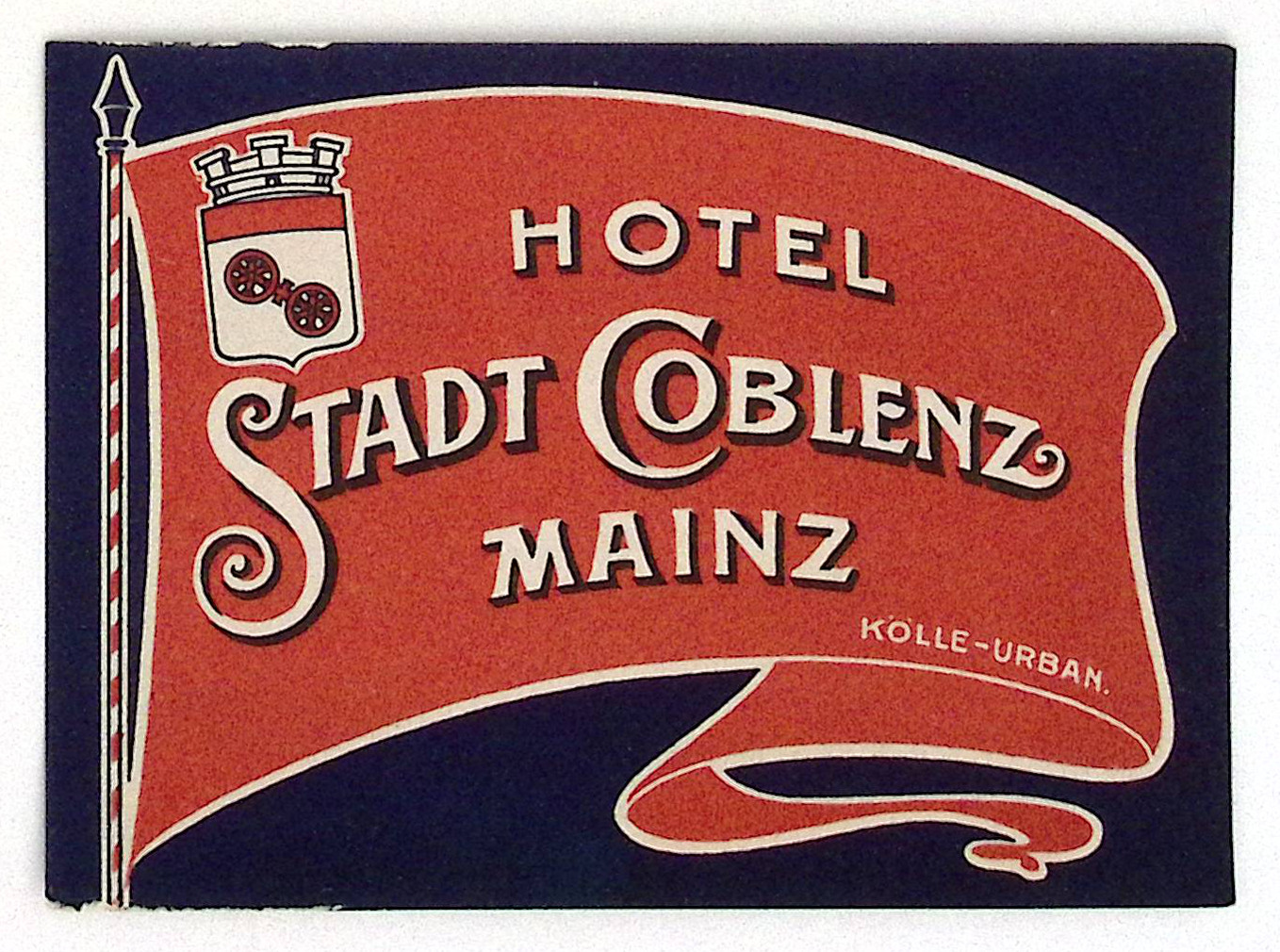 Hotel Stadt Coblenz Mainz Germany Original Luggage Label 4.25×4.5″