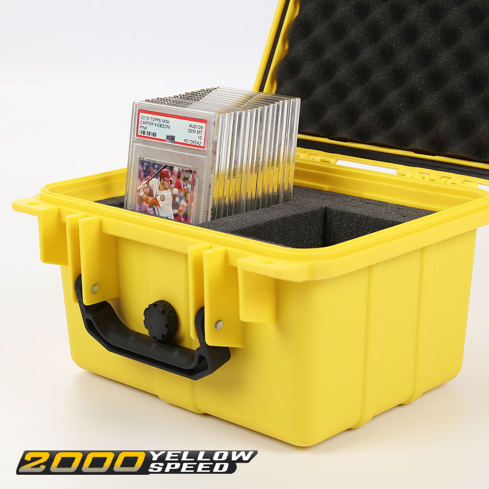 Waterproof Graded Card Storage Box Deep Travel Case Slab Holder&Protector Yellow