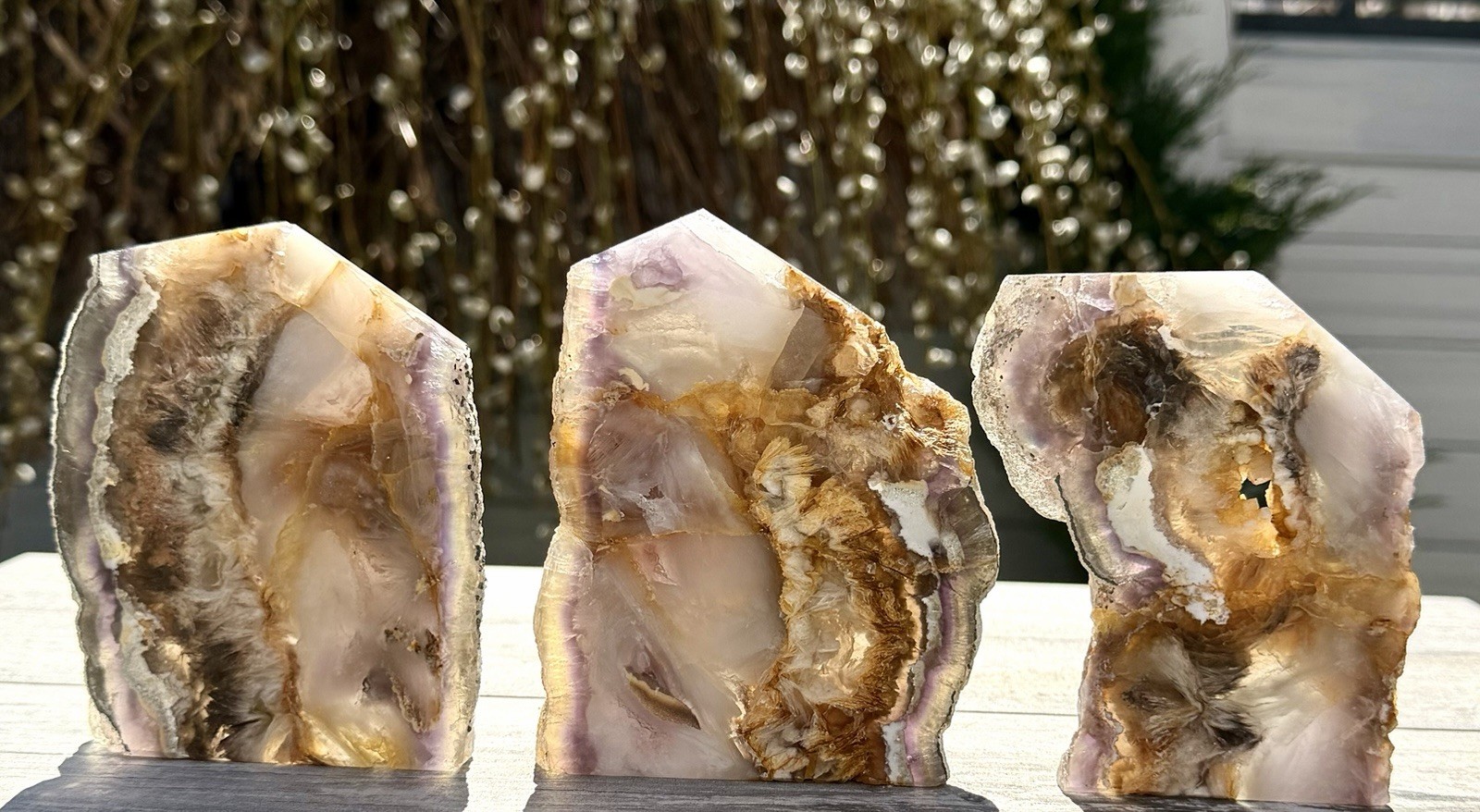 Wholesale Lot 3-4 PCs Feather Fluorite Pyrite Slab Tower Natural Crystal Energy