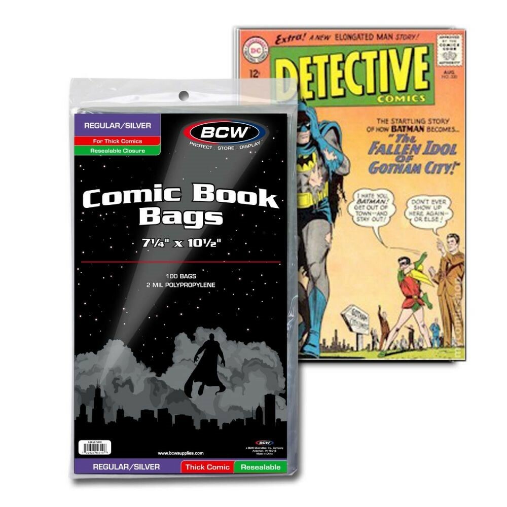 1000 BCW Regular / Silver Thick Comic Book Bags Sleeve Protectors Resealable