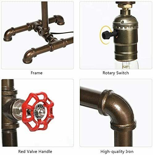 2 Pack Industrial Table Lamp Retro Steampunk Water Pipe Lamp for Coffee Bedroom