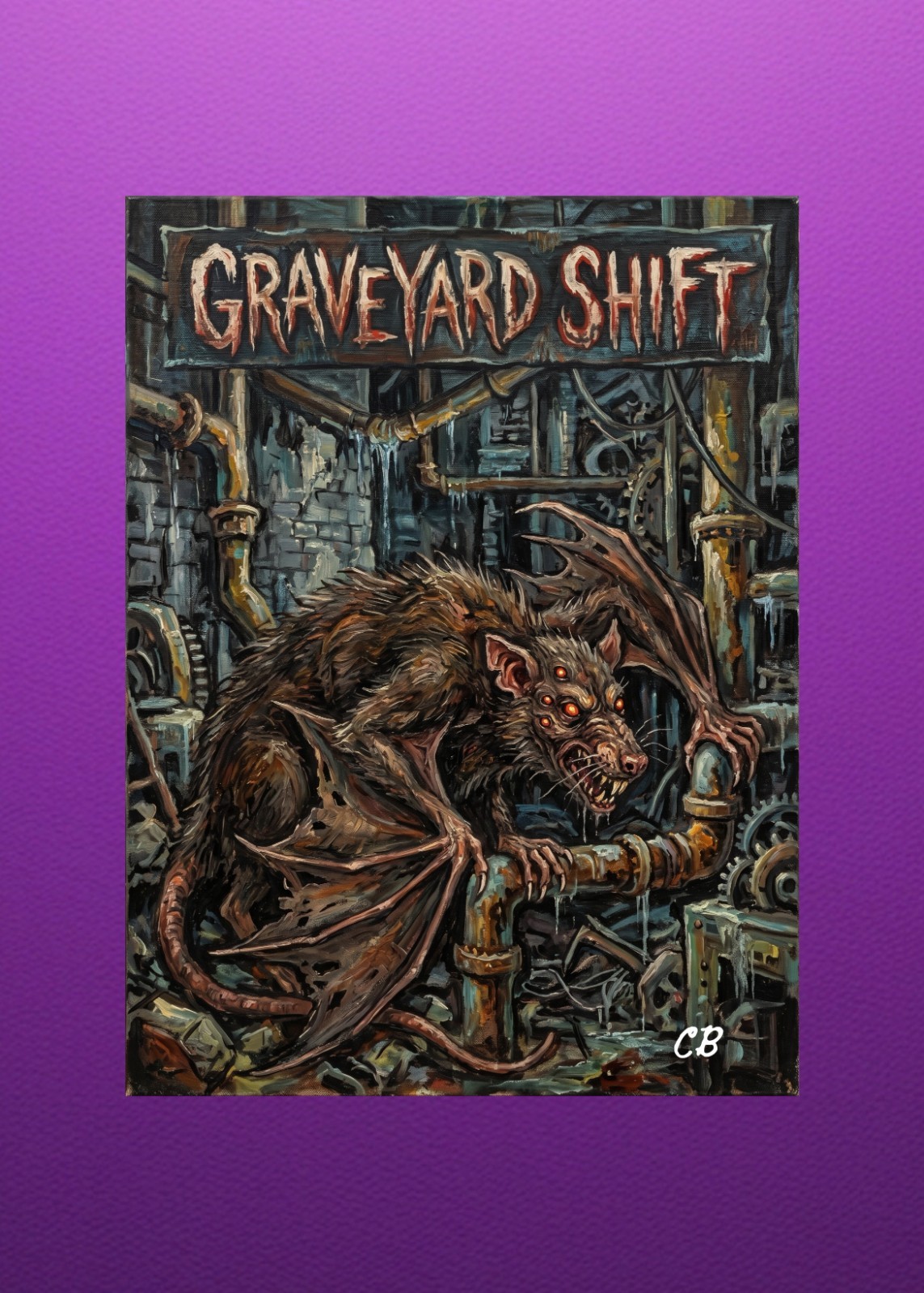 Graveyard Shift Reimagined ACEO Giclee Print | Stephen King Horror | Rat Beast