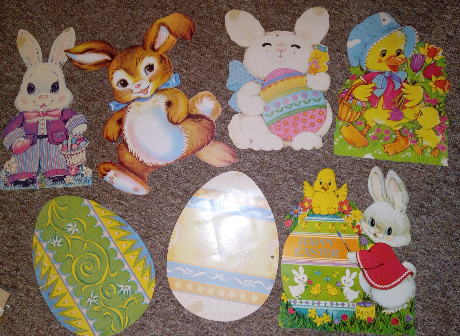 Vtg holiday paper decorations EASTER, CHRISTMAS, VALENTINE, HALLOWEEN + clings!