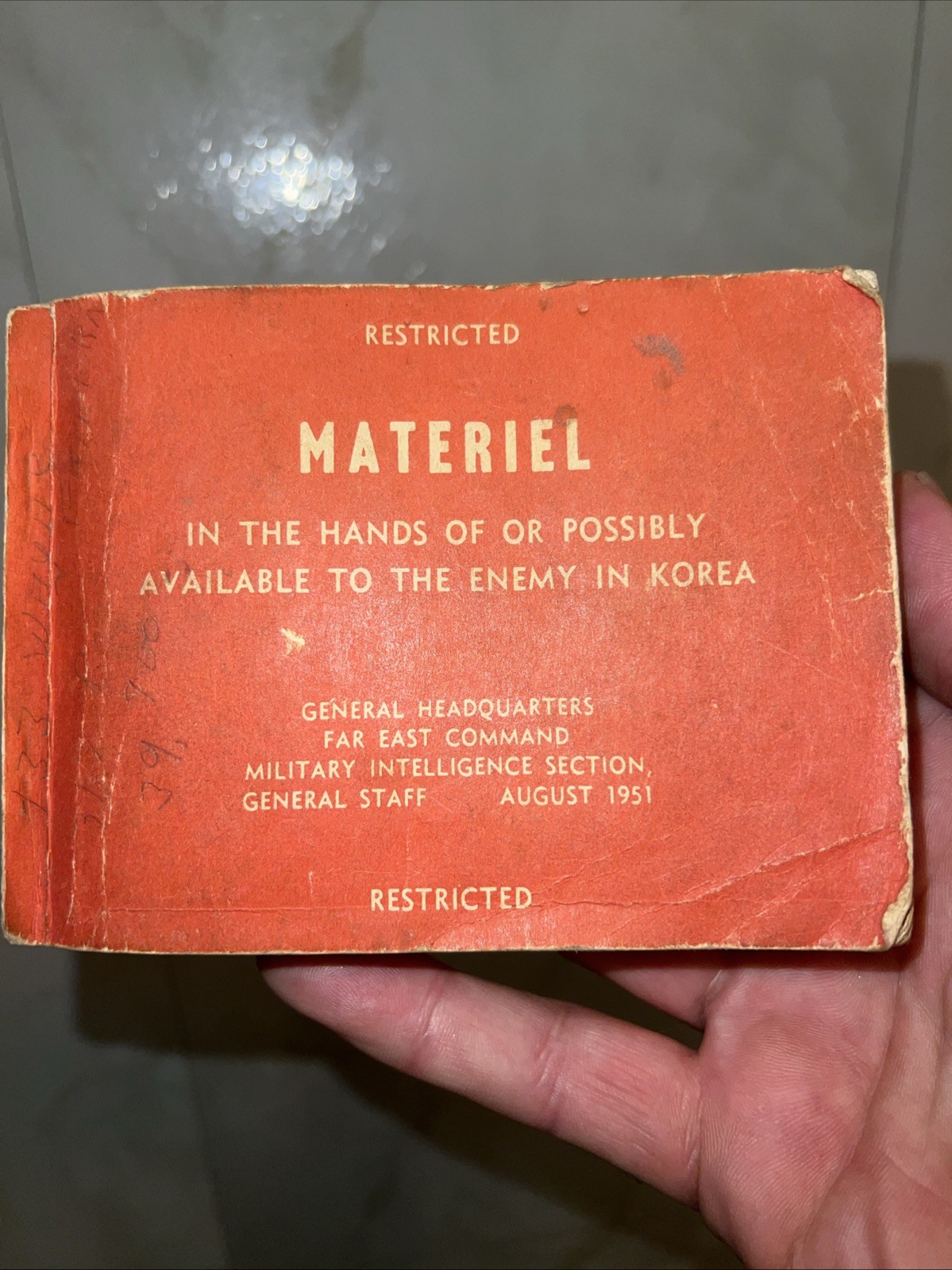 1951 Material in the Hands of the Enemy in Korea Book Far East Command