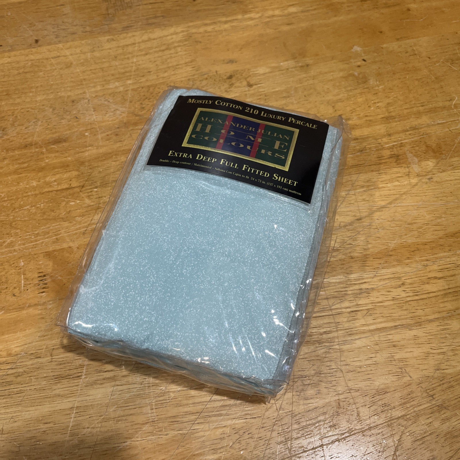 Vtg Dan River Extra Deep Full Fitted Sheet Turquoise Seafoam Percale A. Julian
