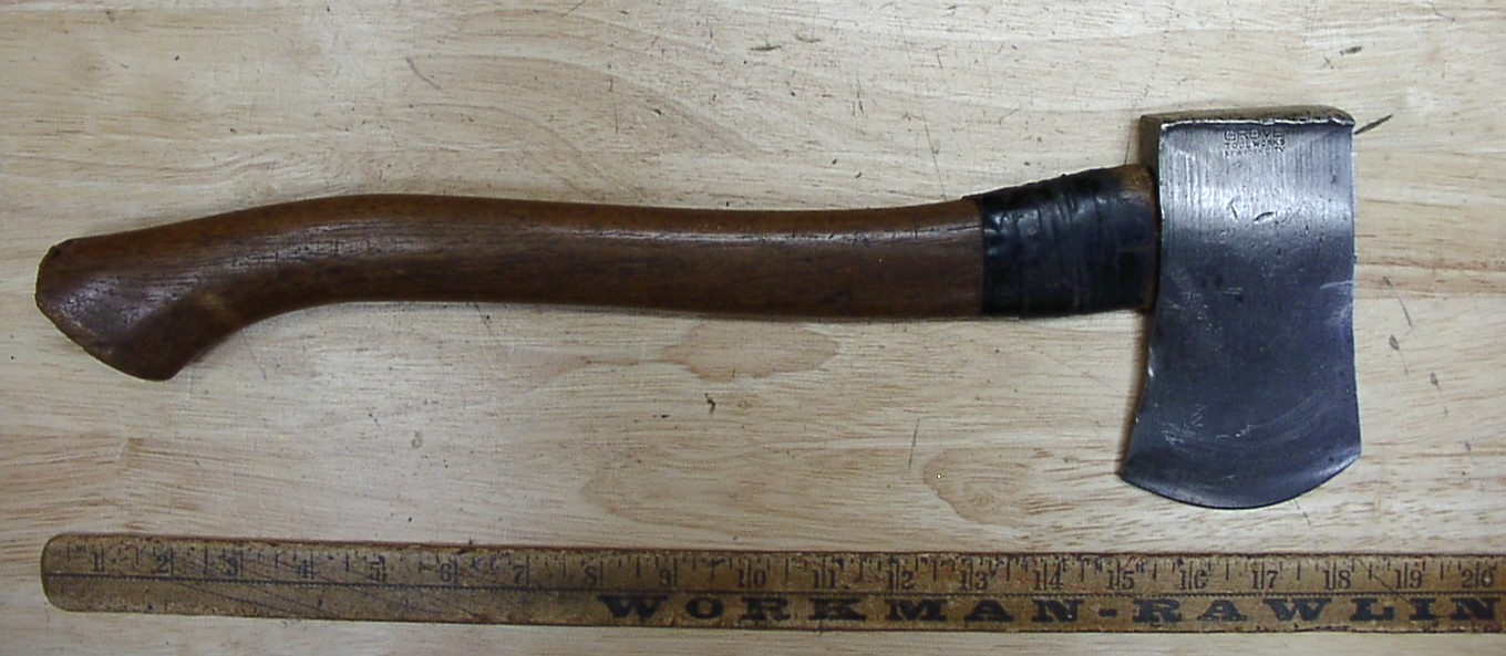 Vntg Grove Tool Works NYC Hatchet,2lbs.9.5oz,5-1/2″ Head,3-3/8″ Edge,Use & Wear