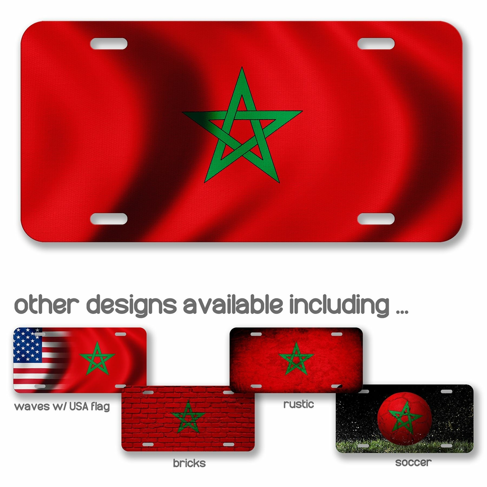 High Grade Aluminum License Plate – Flag of Morocco (Moroccan) – Many Options