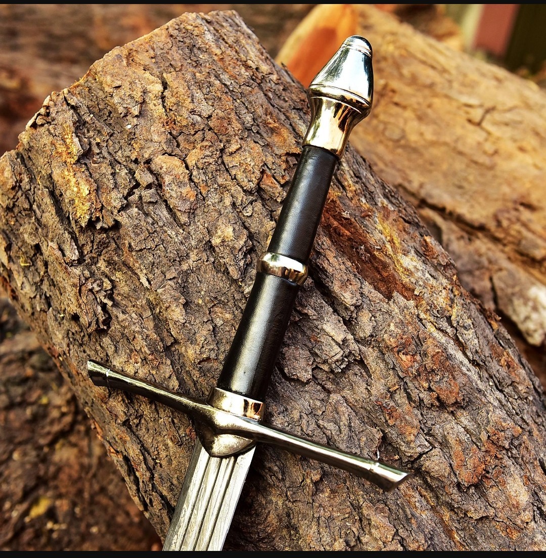 Real Medieval Long Sword Hand Forged Damascus Steel/Two Handed Templar Sword