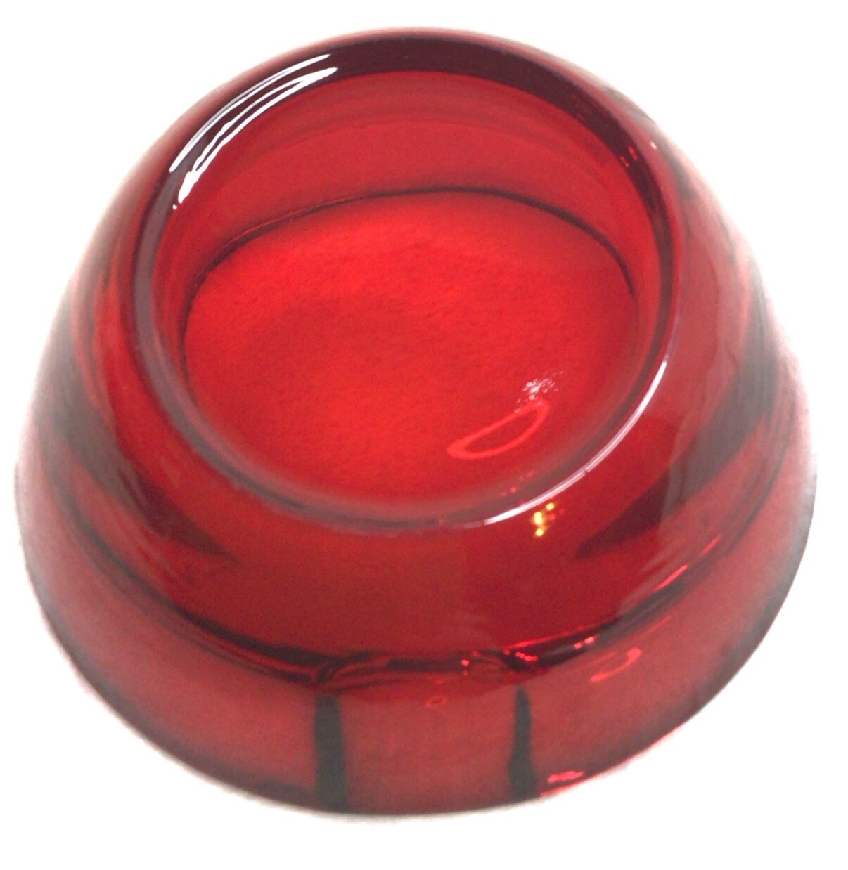 Vintage MCM Viking Glass Atomic Orb Ruby Red Asymmetrical Ashtray