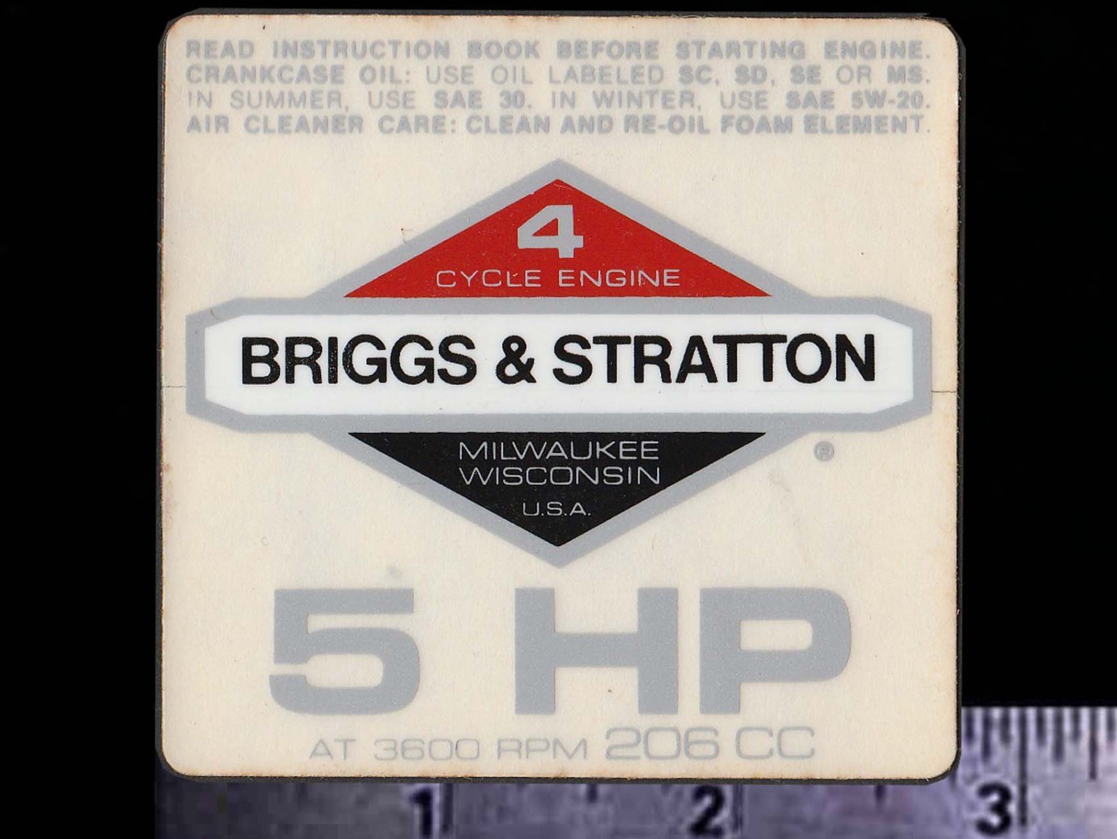 BRIGGS & STRATTON 5 HP Engine – Original Vintage Racing Decal/Sticker Go Kart