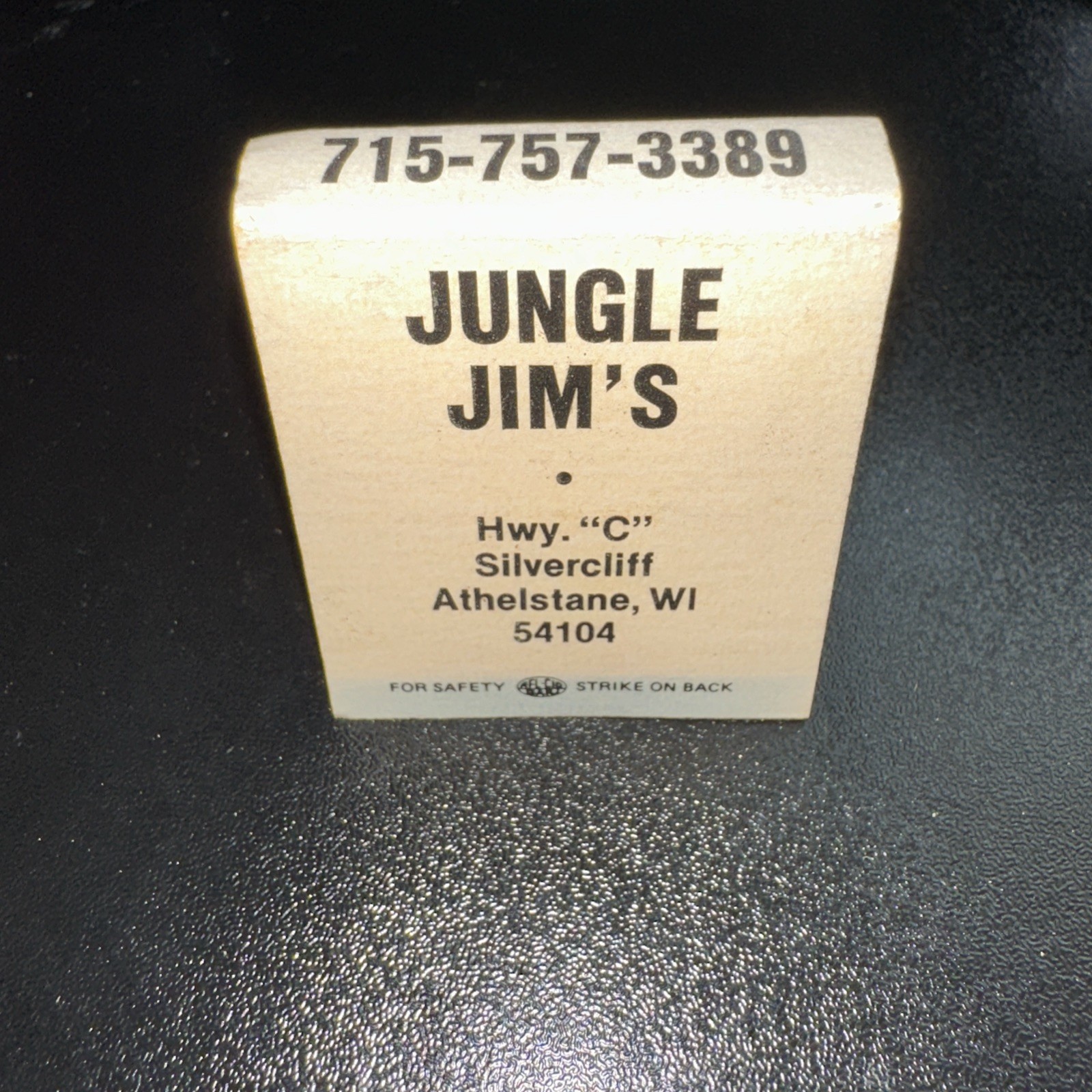 Vintage Wisconsin Matchbook Jungle Jim’s Food And Drink Athelstane, WI Chicken