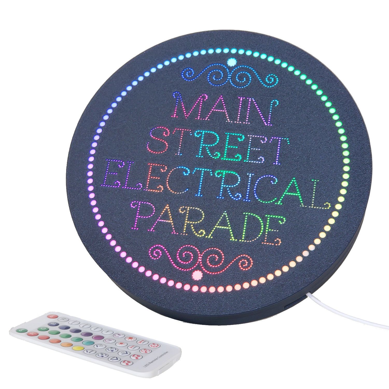 10in Light-Up Main Street Electrical Parade Sign With Remote, Adjustable Stand