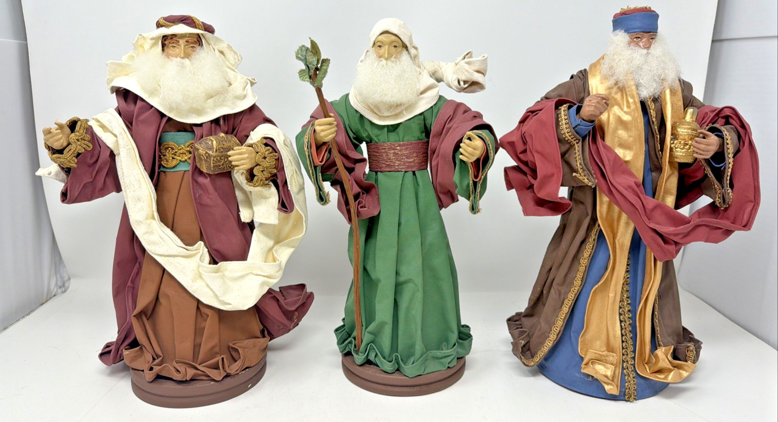 Christmas Nativity Set 3-Piece Fabric Mache 12″ Wise Men Made Philippines