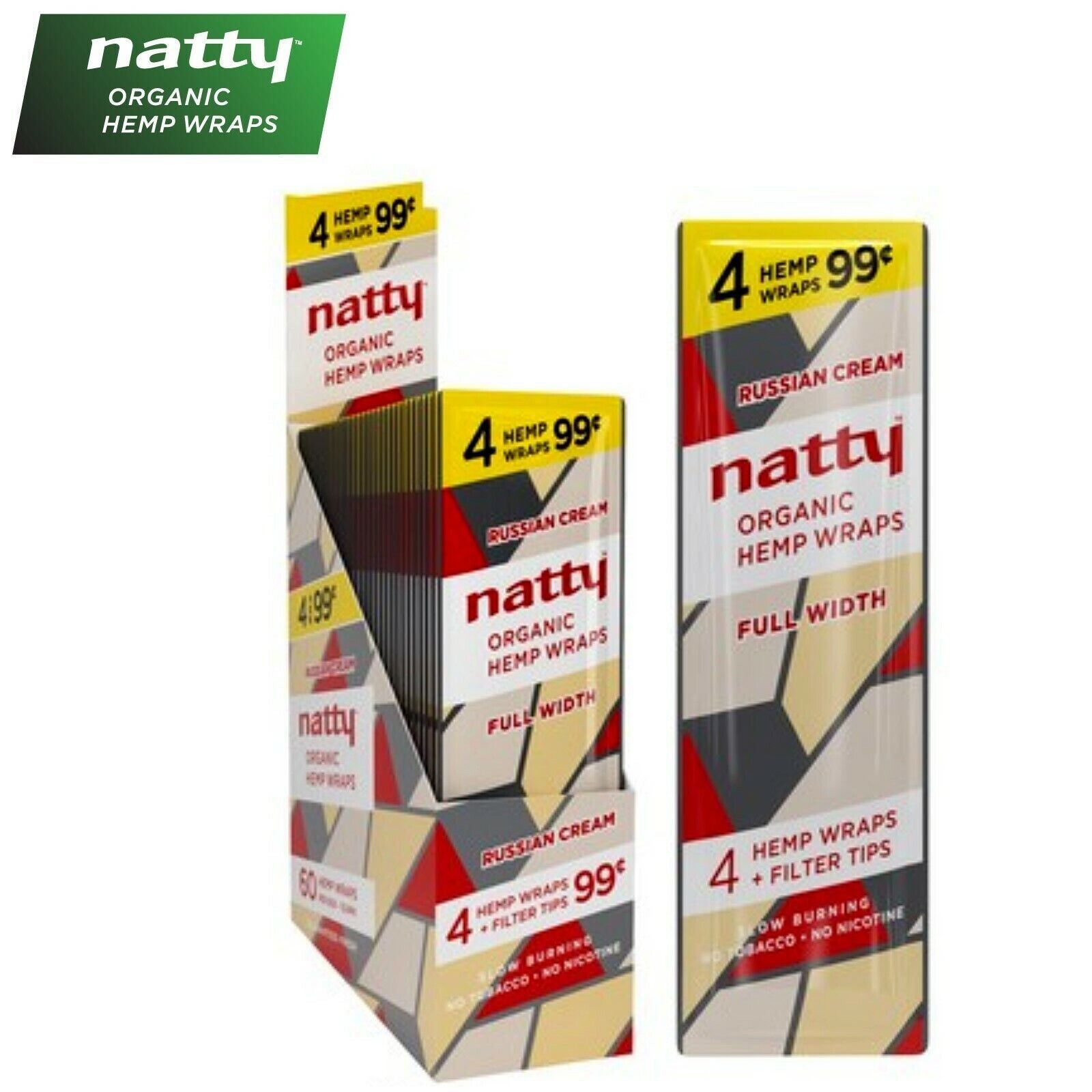 Natty Full Width Wraps 15 Packs Per Box 4 Wraps Per Pack (Russian Cream)