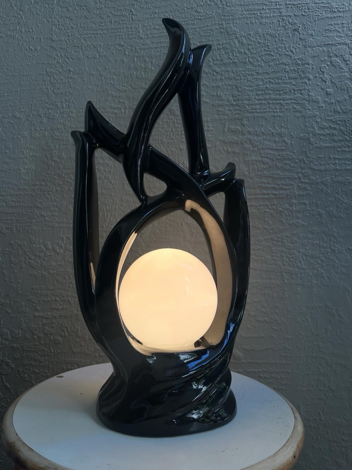 Vintage Mcm 80s Deco Postmodern Free Form Abstract Ceramic Table Lamp Harris USA