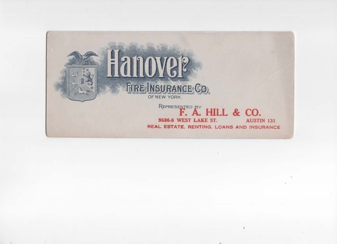 Hanover Fire Insurance New York ink blotter c1930