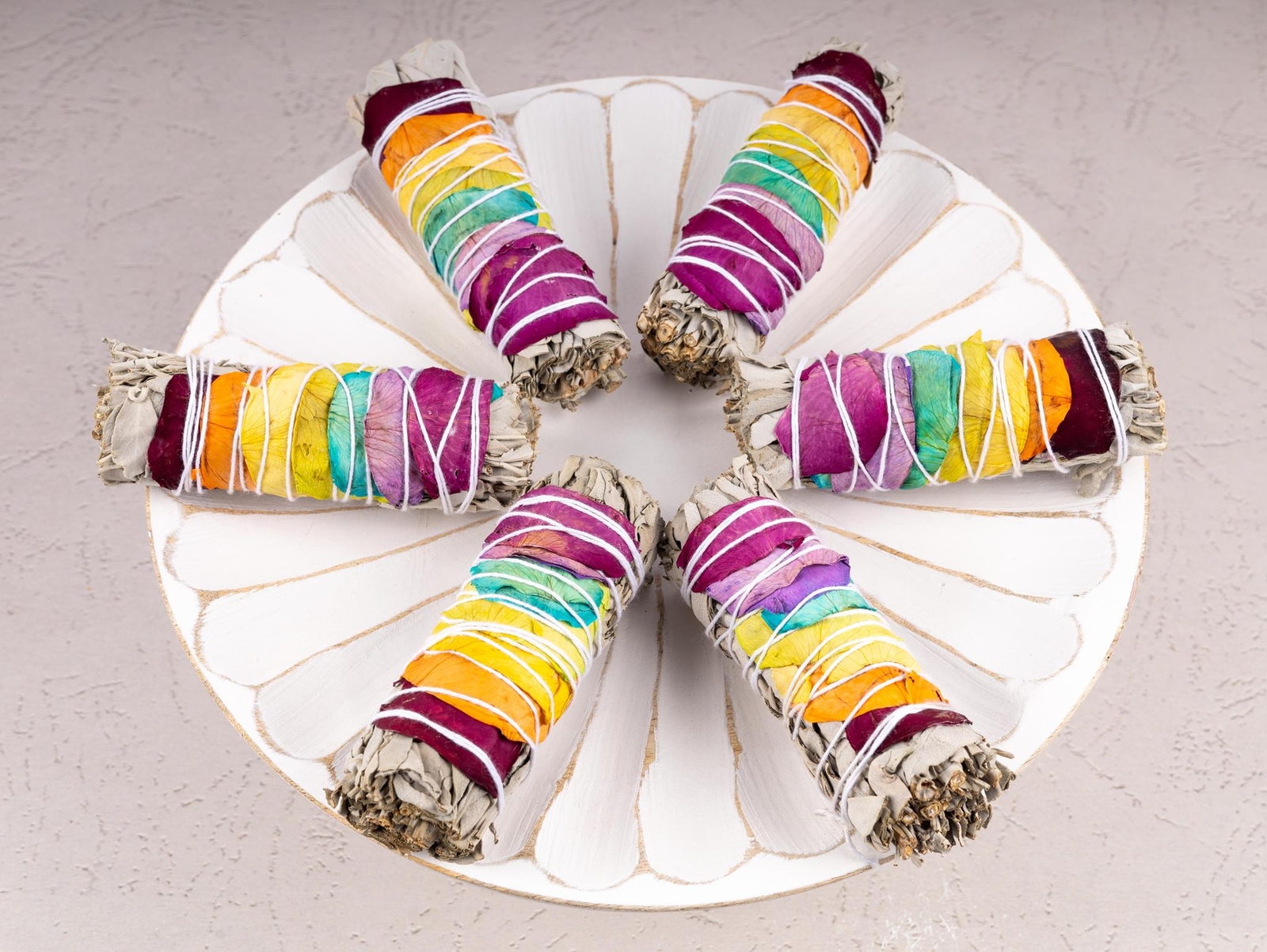 Chakra Sage Bundle Smudge Stick with Rose Petals– 4” Sage Bundle for Home Cleans
