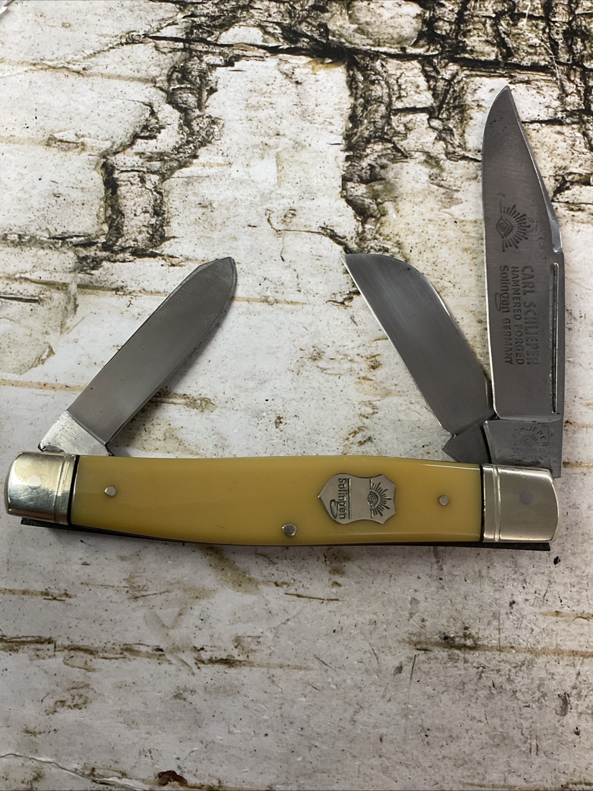 Carl Schlieper German Eye Yellow Synthetic 425Y Large Stockman Knife WI97