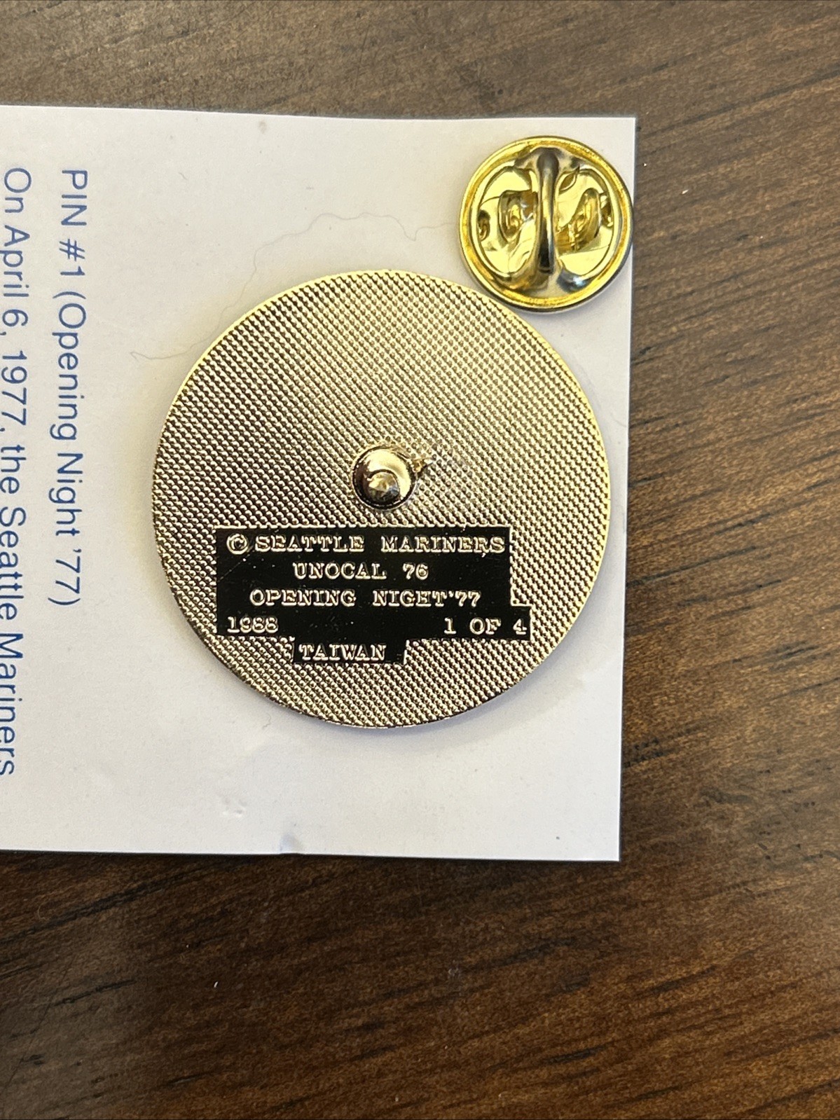 Seattle Mariners Baseball 1977 Opening Day Lapel Pin Unocal Retro Vtg Kingdome