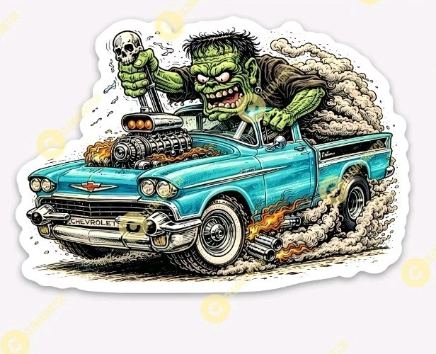 Classic Chevy Truck MAGNET – Ratfink Style Chevrolet Hot Rod Rat Fink Car Show