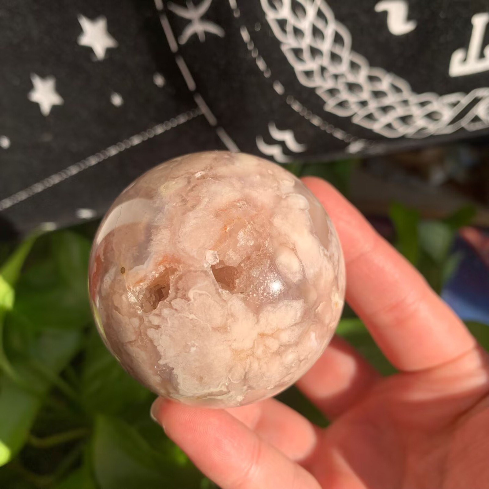 54mm Druzy Flower Agate Sphere Ball Healing Crystal For Growth Spiritual Gift