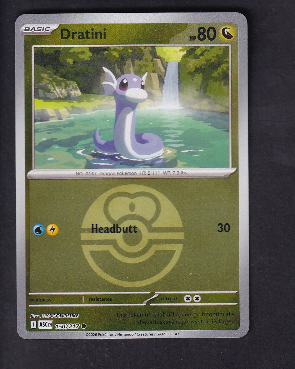 Dratini (Love Ball) 150/217 Common Ascended Heroes Pokemon Reverse Holo NM
