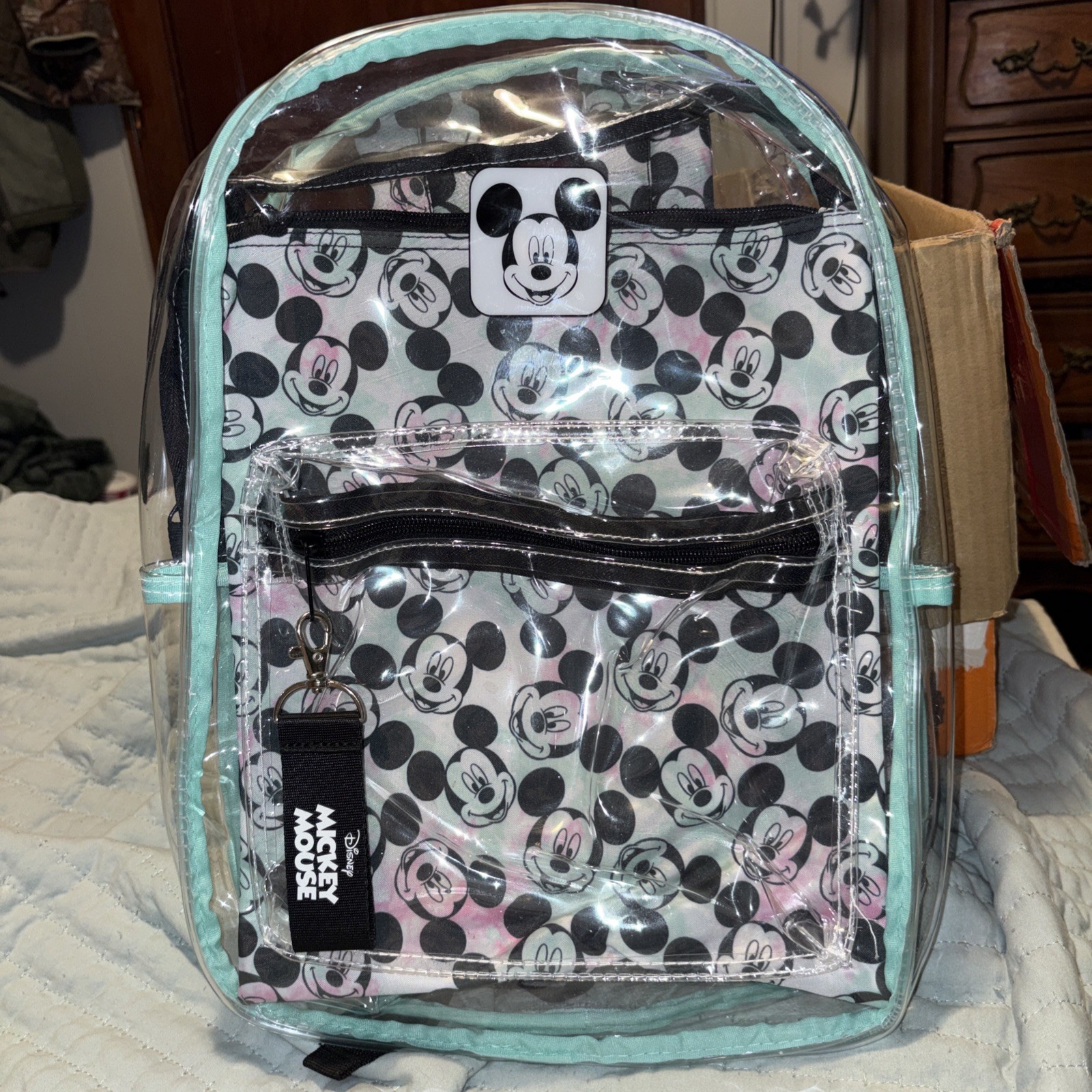 Bioworld Unisex Adult Custom, Mickey Mouse Clear Backpack/Bookbag, OSFA NWOT