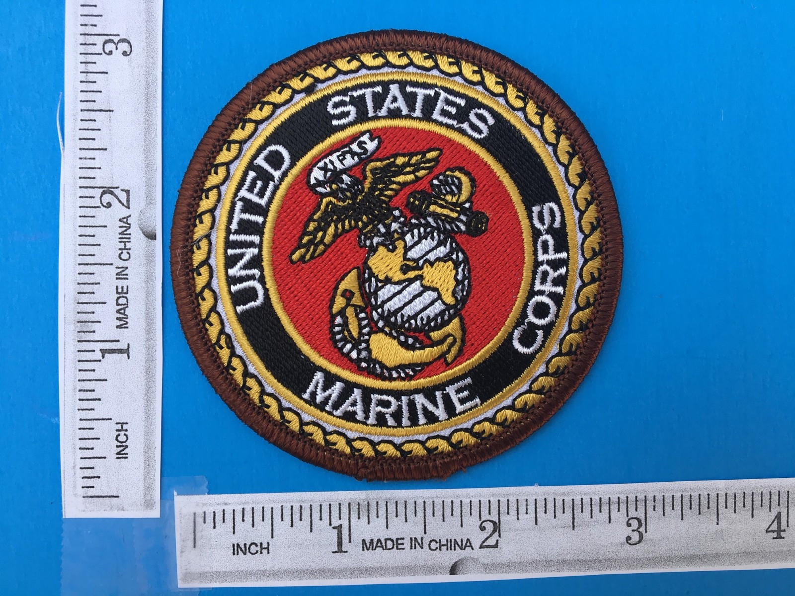 USMC US MARINE CORPS EMBROIDERED PATCH IRON-ON SEW-ON 3″ ROUND APPLIQUE- HI QLTY