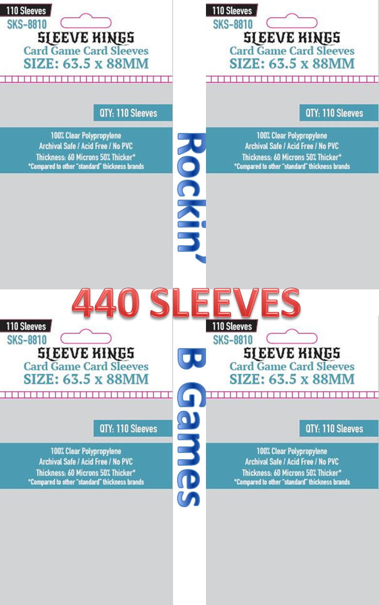 Sleeve Kings Card Sleeves: Card Game 63.5x88mm, (4×110/pk, 440 sleeves) SKS-8810