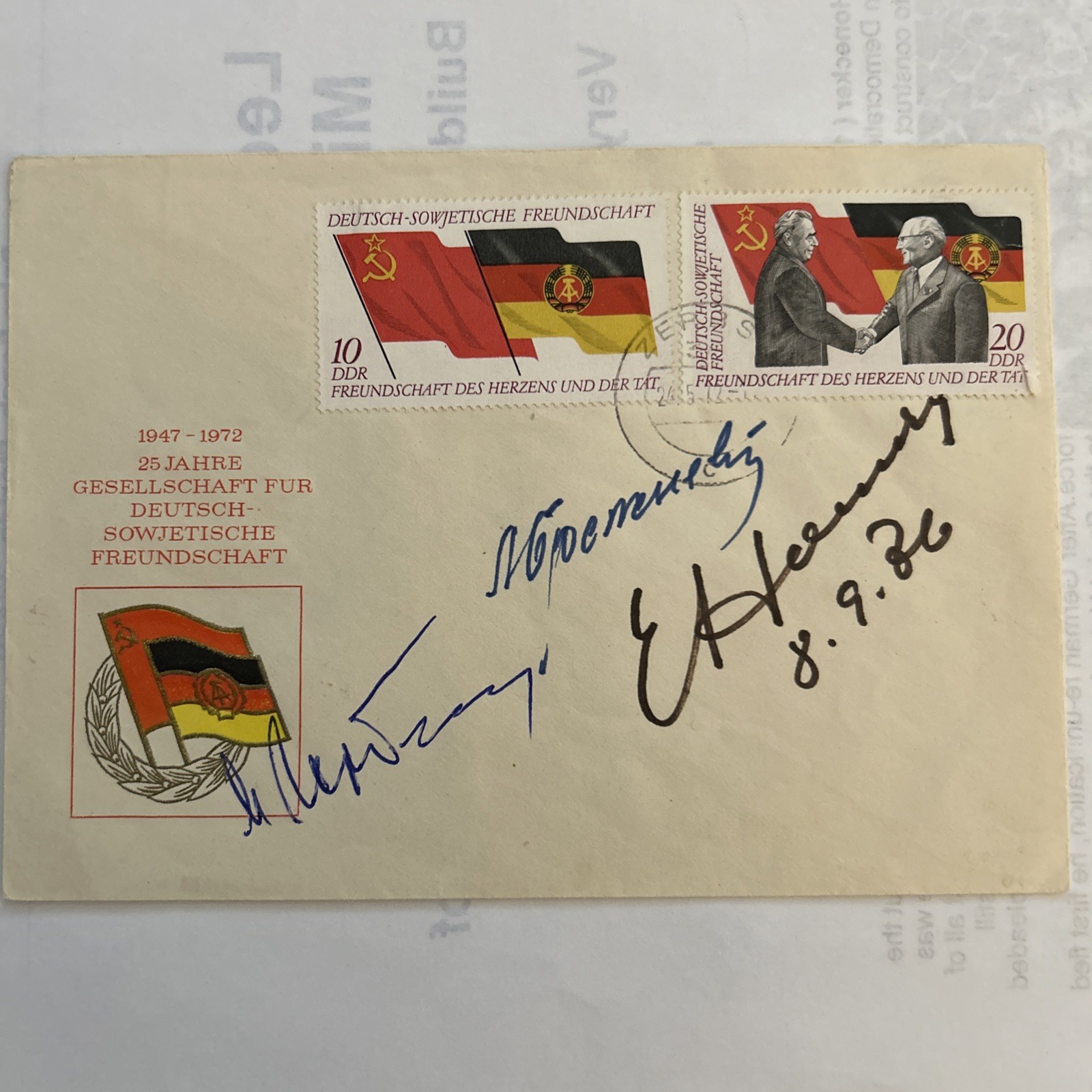 JSA CERTIFIED History BerlinWall Signatures Honecker,Brezhnev, Micheal Gorbachev