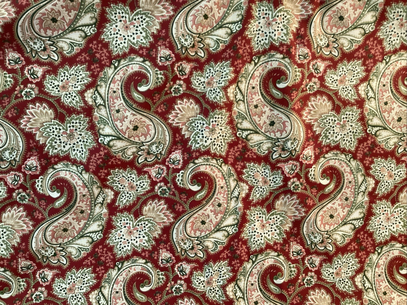 Thomas Kinkade Bloomcraft Screenprint Paisley Canvas Fabric 55” W X 36” BTY 15AV