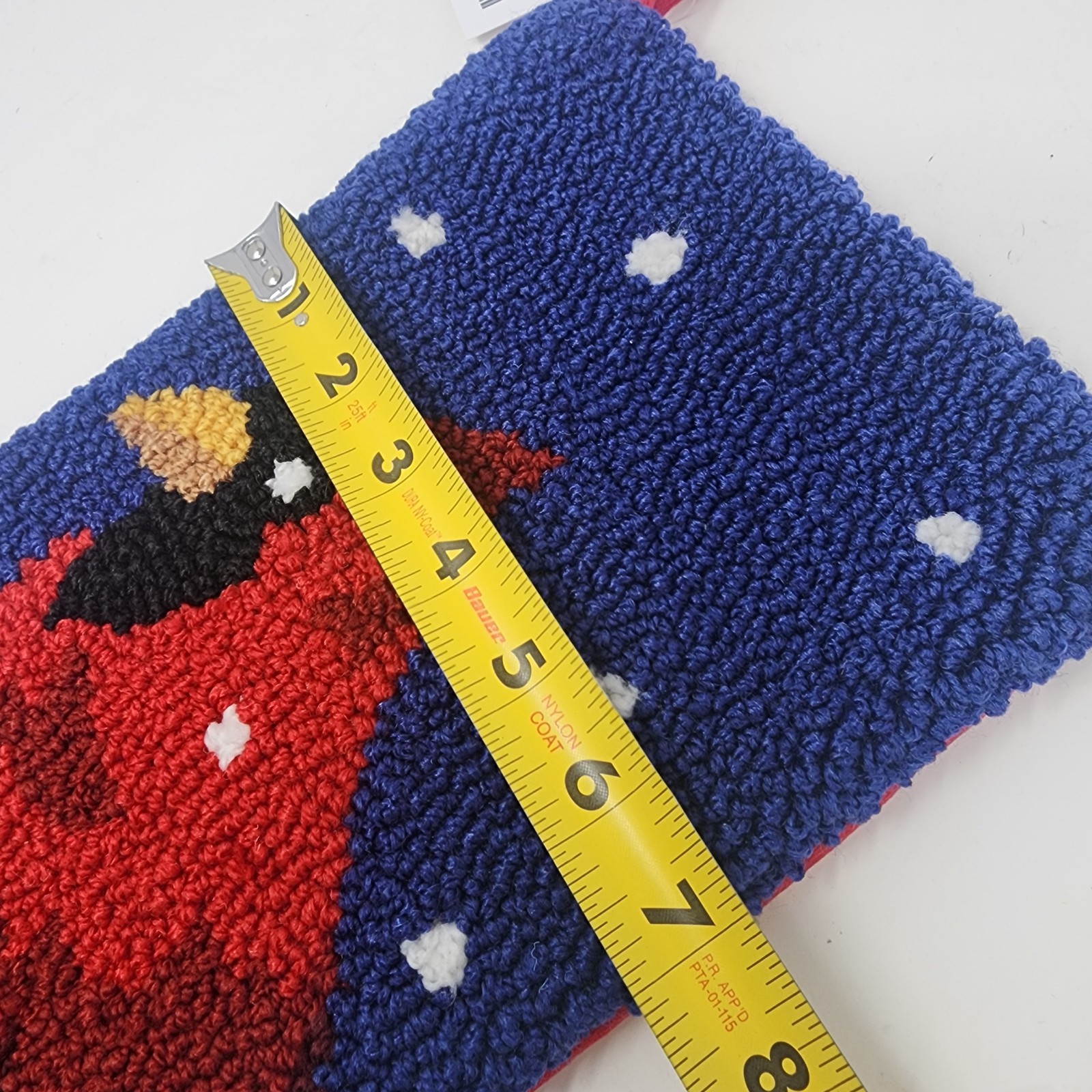 Christmas Stocking Latch Rug Hook Loop Pile 3D Red Cardinal 7″ x 19″