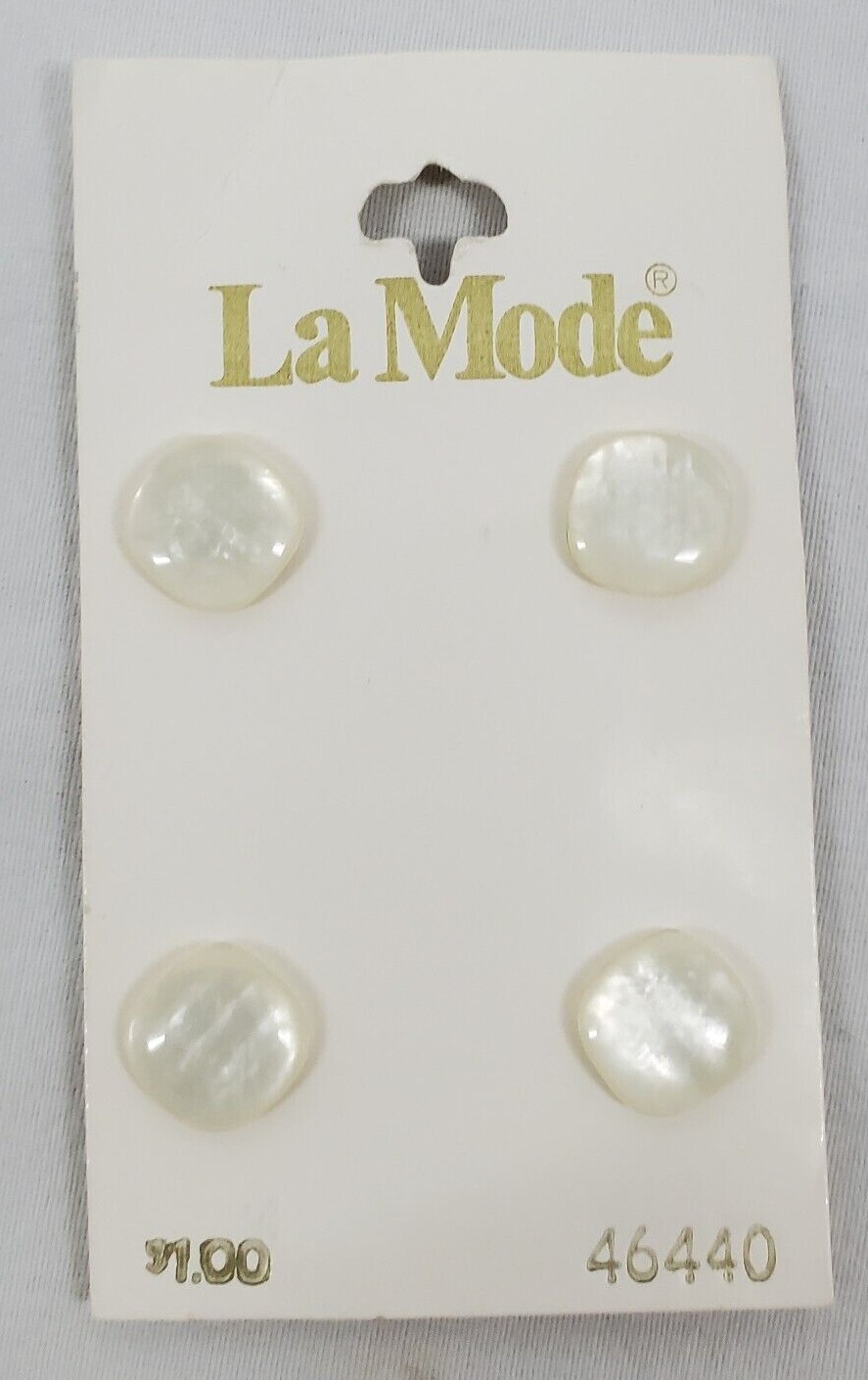 VINTAGE ~ White Square Buttons – 3 Ea. #46440 13mm 1/2″ – By La Mode
