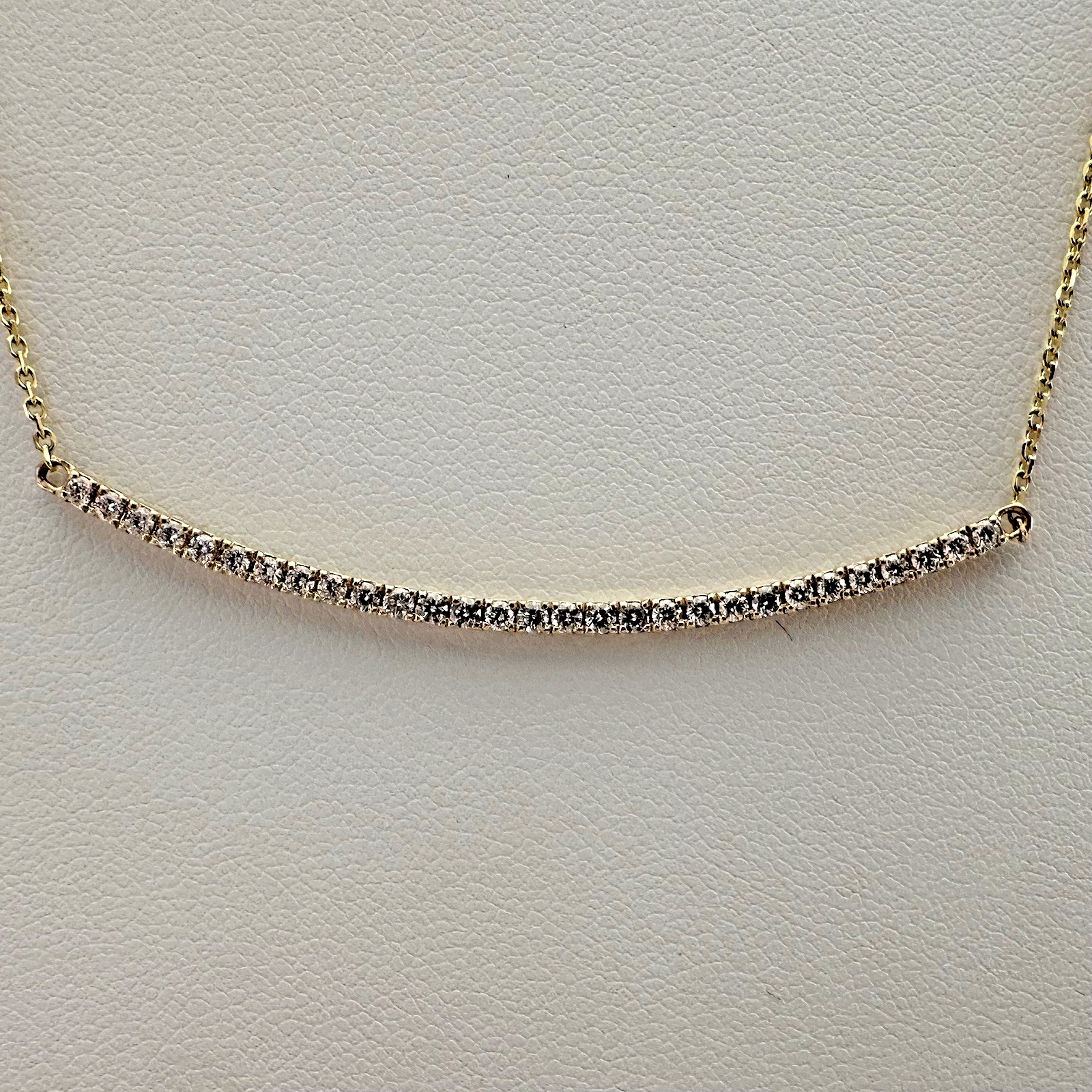 14K YELLOW GOLD – DIAMOND (.35Ct) “Smile” NECKLACE / 15″- 16″ LONG