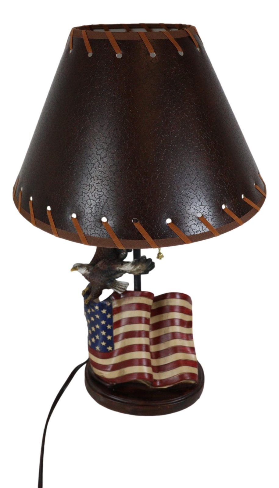 Soaring Bald Eagle With American Flag Memorial Table Lamp Figurine 19″ Tall