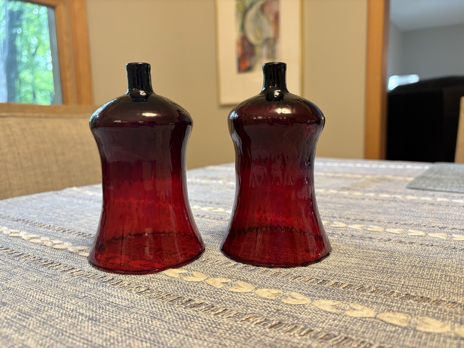 Homco Dark Ruby Red Scalloped Candle Peg Votive Holders Set Of 2 Vintage 5.25”
