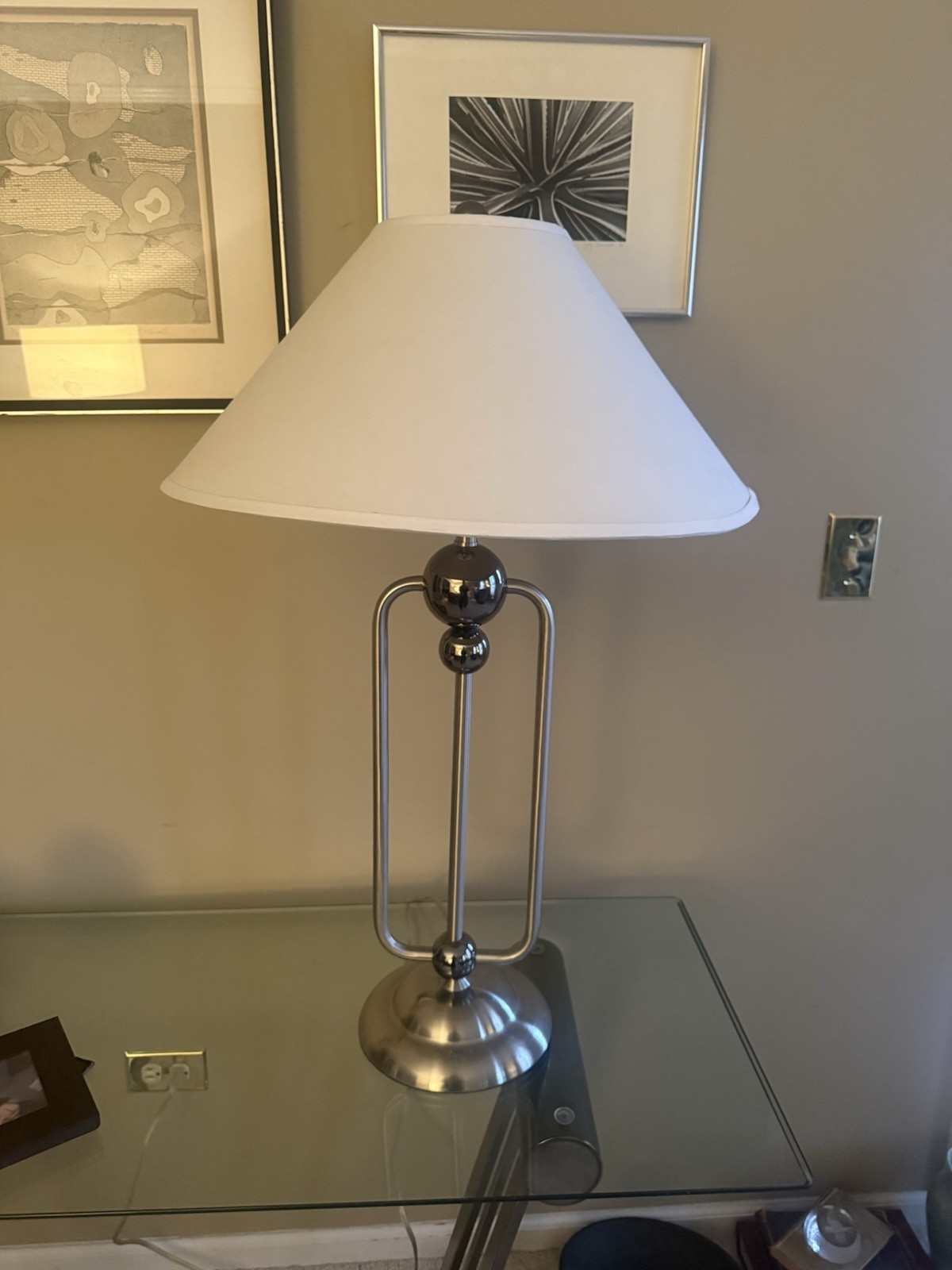 Nova Atlas Postmodern Table Lamp Brushed Nickel 31” Memphis Style