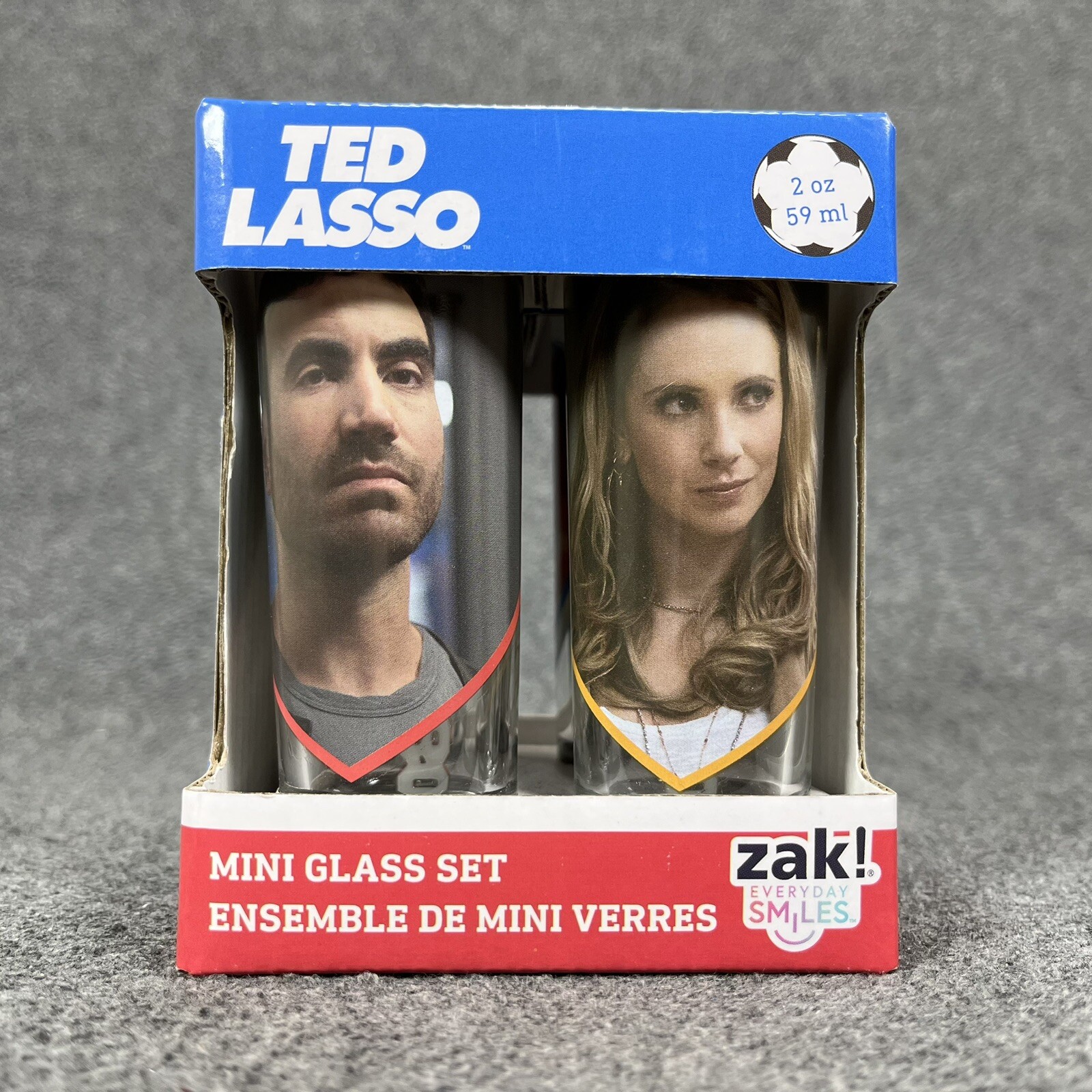 Ted Lasso Double Sided Mini Shot 2oz 59ml Mini Glass Set of 4 Zak! – Brand New