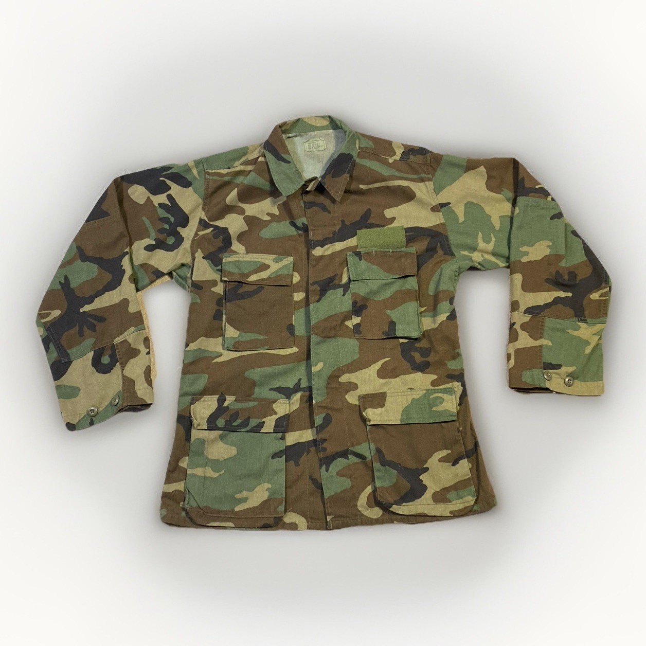 Vintage Army Jacket Woodland Camouflage Combat LARGE 8415-01-084-1647